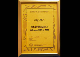 2006 Certificate of Achievement AIA FSN Champion AIA Issued FYP 2006 Award