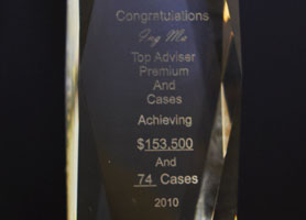 2010 AIA Top Adviser Premium And Cases Achieving $153,500 And 74 Cases Award